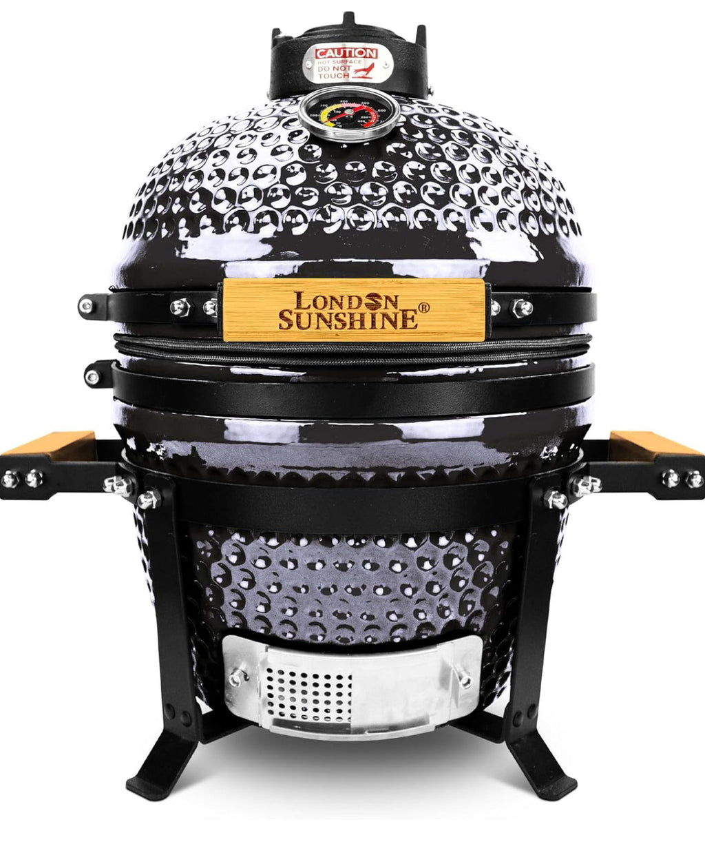 Ceramic BBQ Charcoal Kamado Grill 13 inch Portable Tabletop BBQ Bright Gray