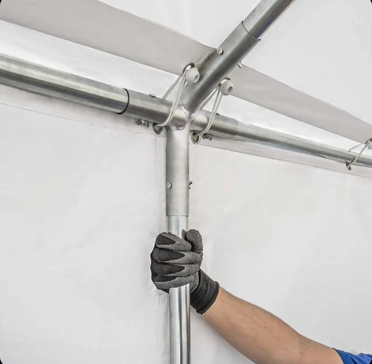 Carpasol – Toolport Storage tent 4×8 m PVC 750 n white shed tent perimeter frame and roof reinforcement