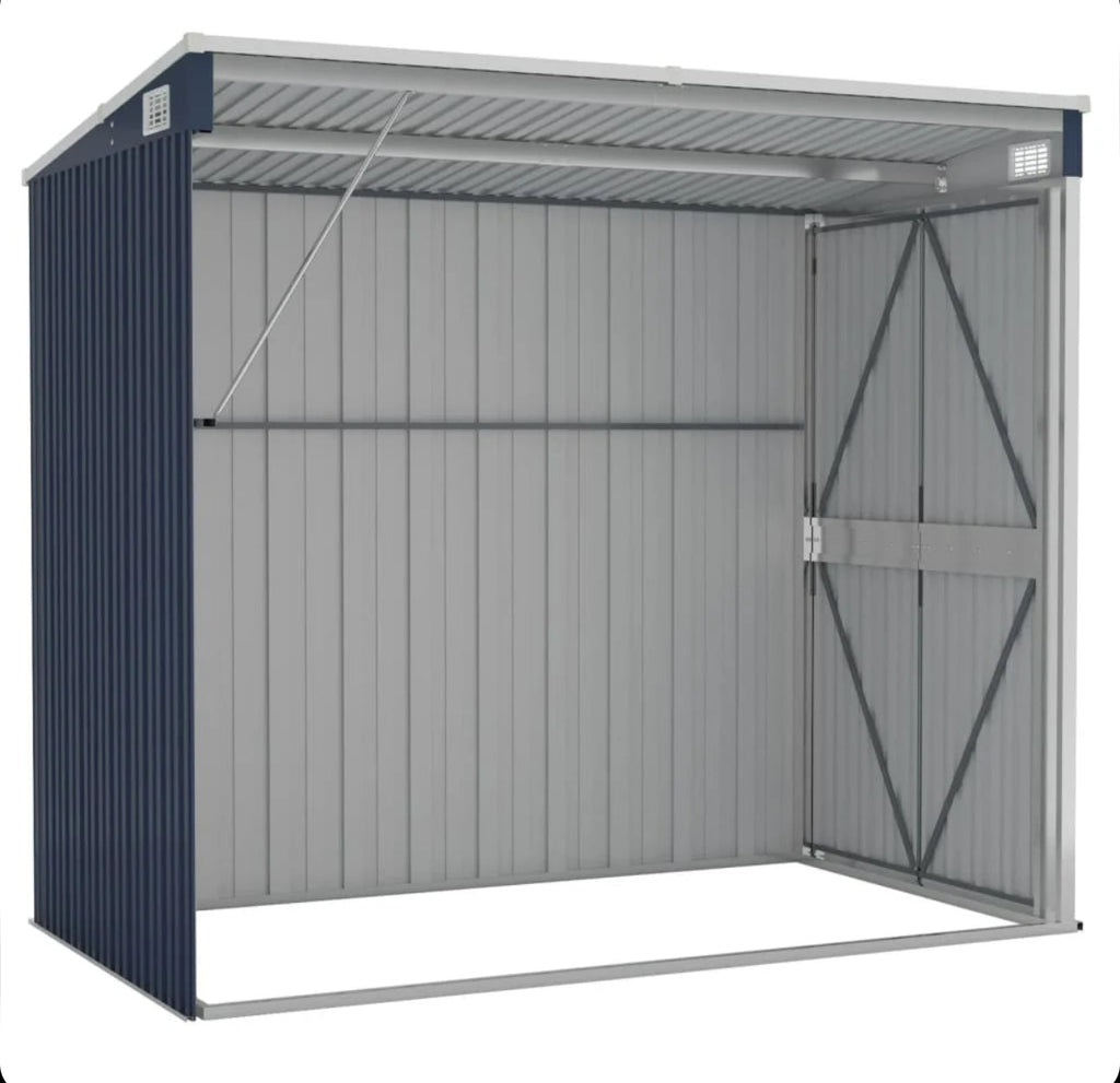 Brown wall-mounted garden shed 118x194x178 cm in galvanized steel