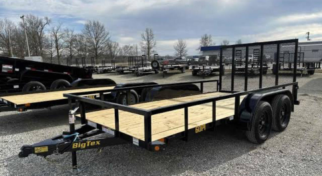 Big Tex 60pi 77" x 14 tandem axle pipe top utility trailer