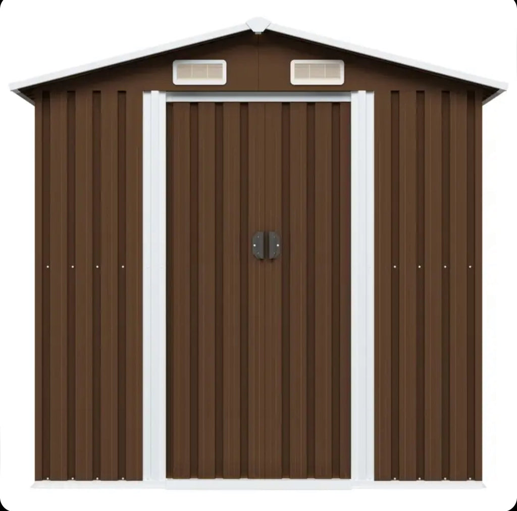 Brown steel garden shed 204x132x186 cm