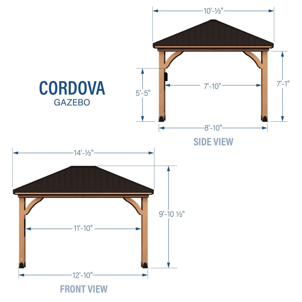 Cordova 14×10 Outdoor Gazebo with Steel Frame and Weather-Resistant Canopy